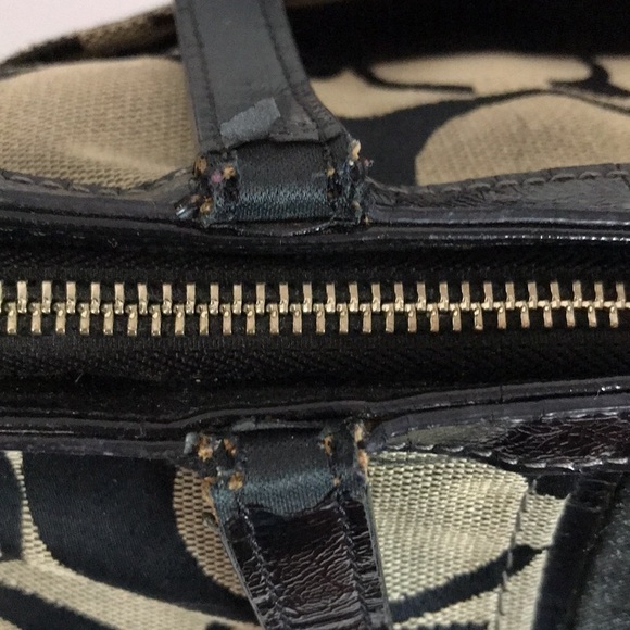 COACH E1321-F21950 Signature Stripe Kisslock Carryall Handbag Purse Satchel - Picture 9 of 17